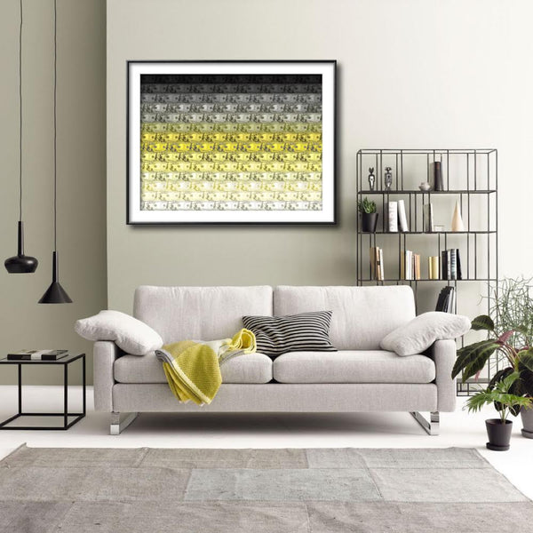 ''Ombre Grey & Yellow Dollars'' By VIII., Fine Art Print on Cotton Rag