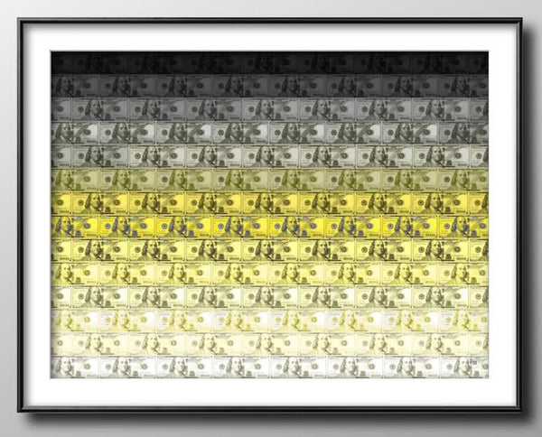 ''Ombre Grey & Yellow Dollars'' By VIII., Fine Art Print on Cotton Rag